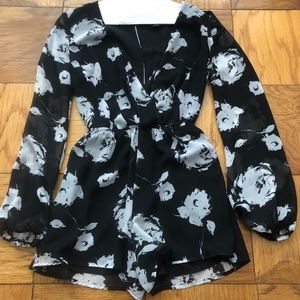 Aqua long sleeve romper